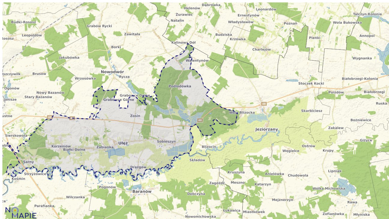 Mapa obszarów ochrony przyrody Ułęża