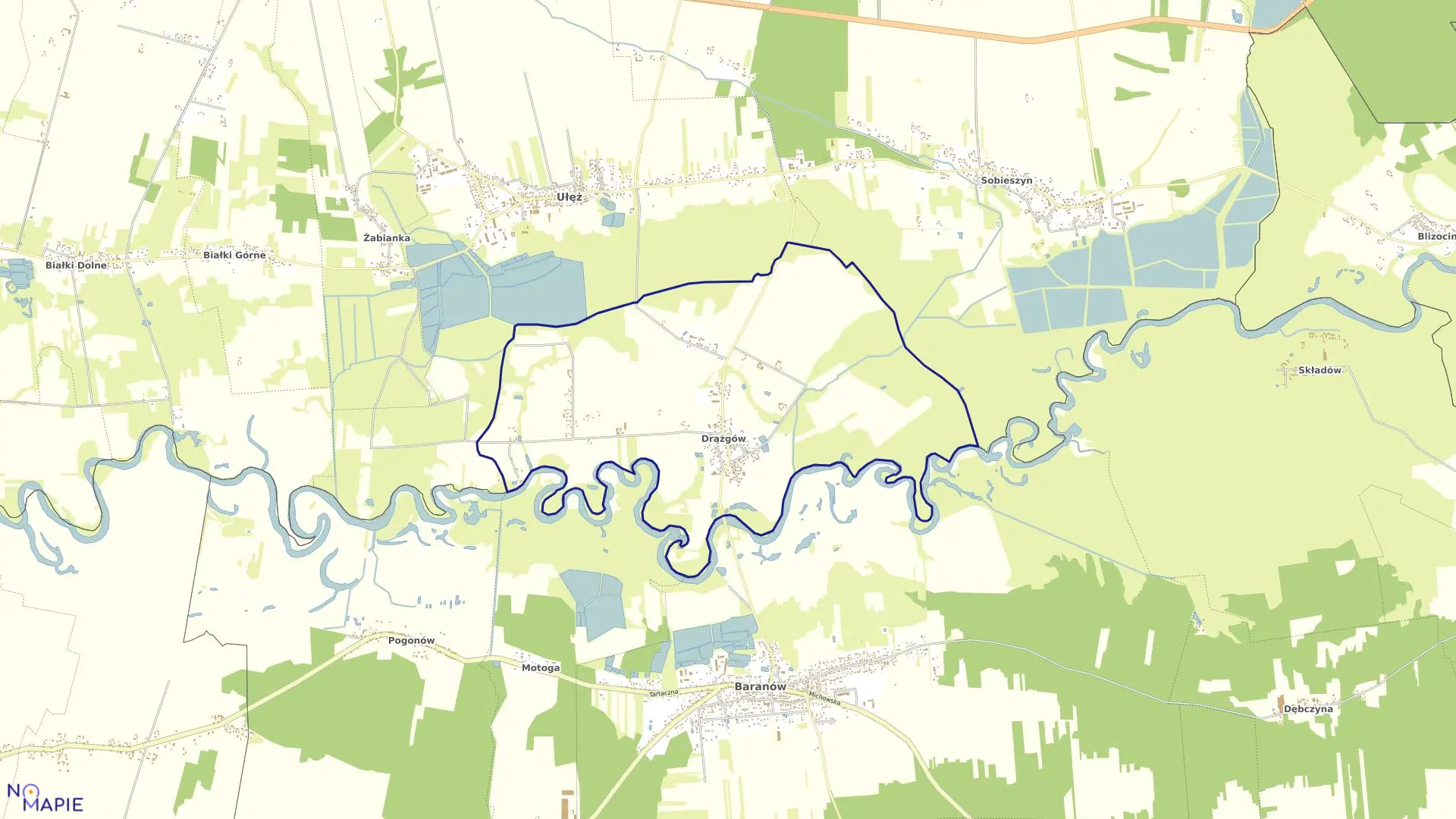 Mapa obrębu DRĄŻGÓW w gminie Ułęż