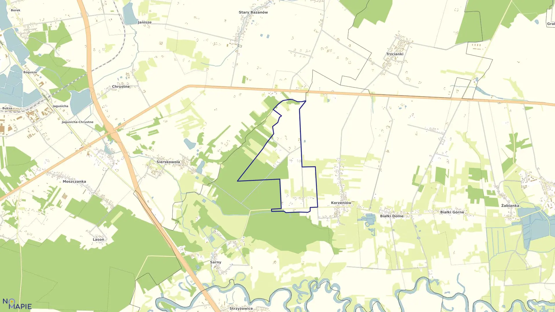 Mapa obrębu KOLONIA MIŁOSZE w gminie Ułęż