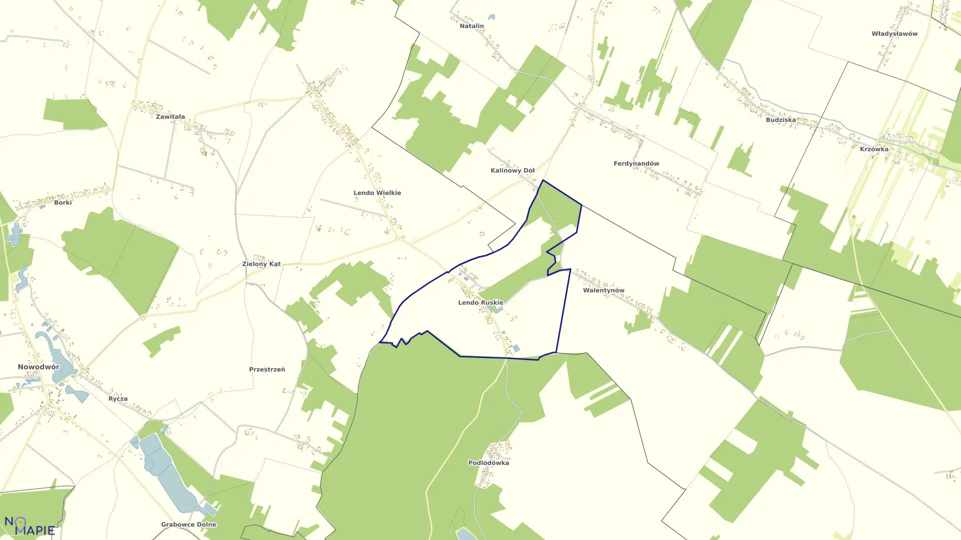 Mapa obrębu LENDO RUSKIE w gminie Ułęż