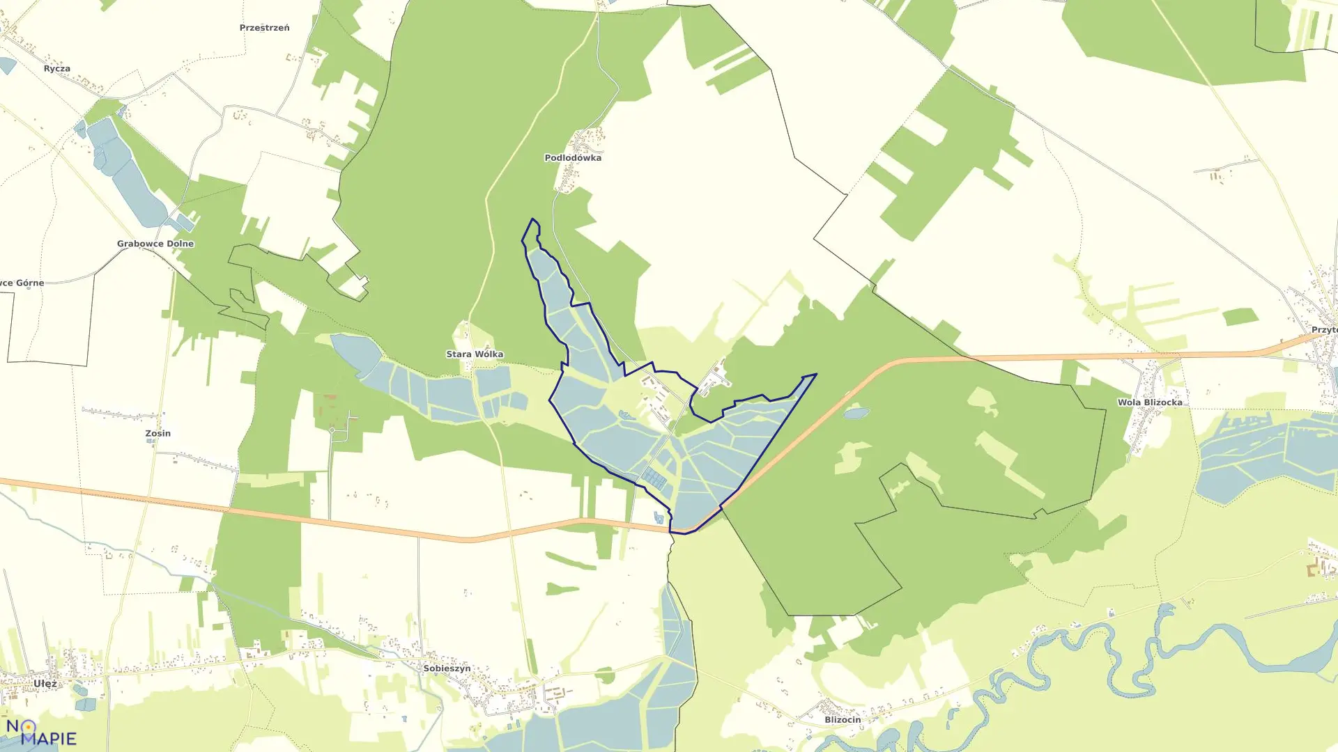 Mapa obrębu PODLODÓW w gminie Ułęż