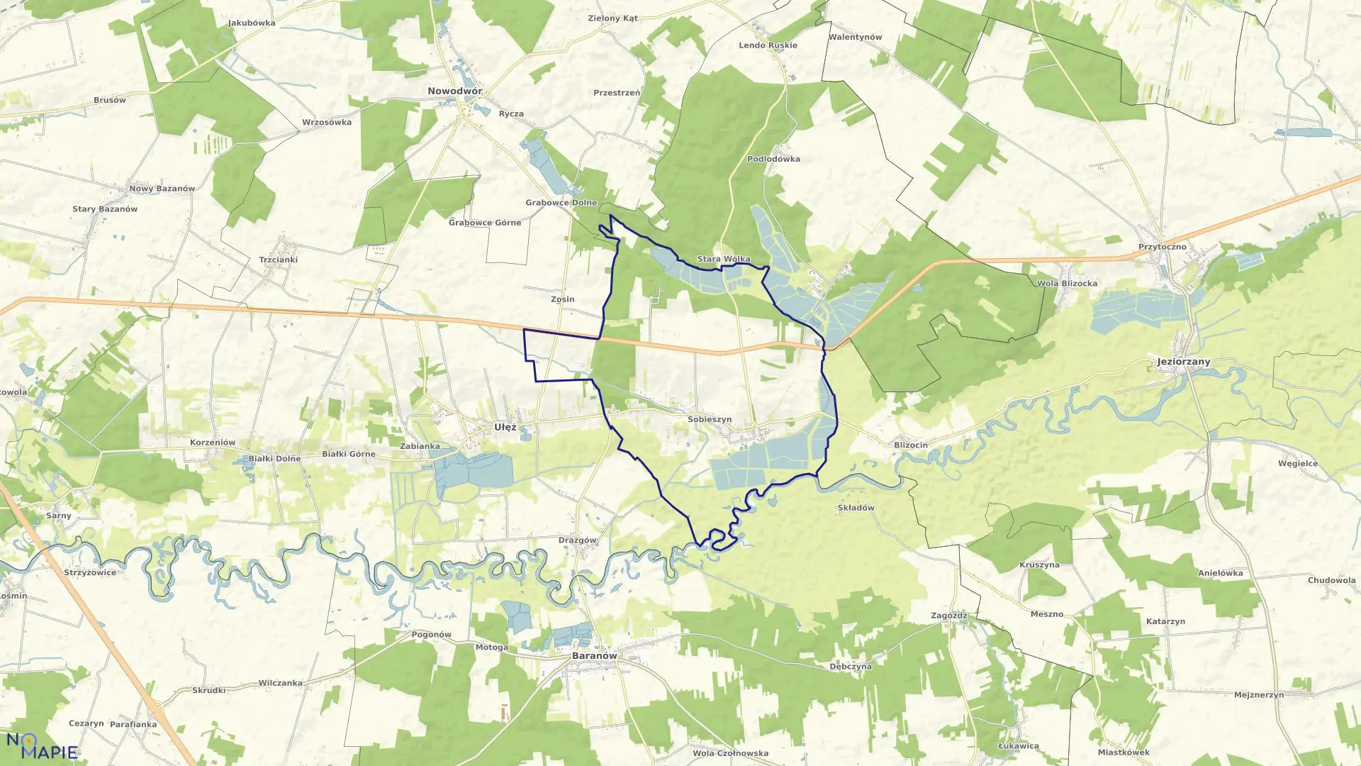 Mapa obrębu SOBIESZYN w gminie Ułęż